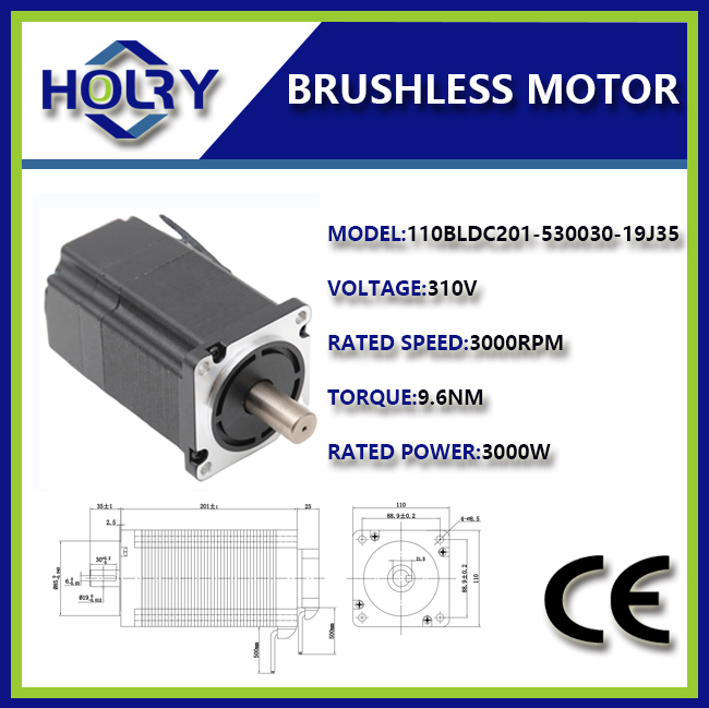 Motor brushless DC 48V 110mm 1000-2200W IP54 para equipos textiles
